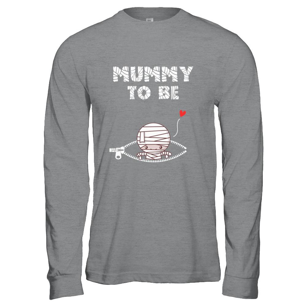 Cute Baby Mummy To Be Pregnant Halloween Costume-T-Shirt & Hoodie-Long Sleeve T-Shirt-Sport Grey
