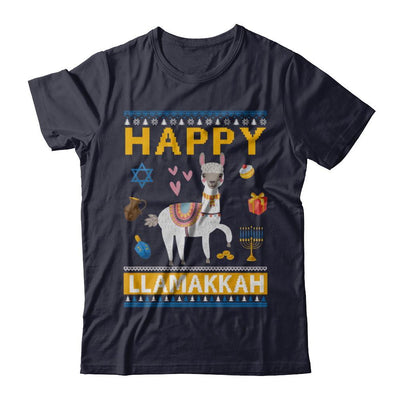 Happy Llama Llamakkah Hanukkah Ugly Sweater-T-Shirt & Sweatshirt-Premium T-Shirt-Midnight Navy