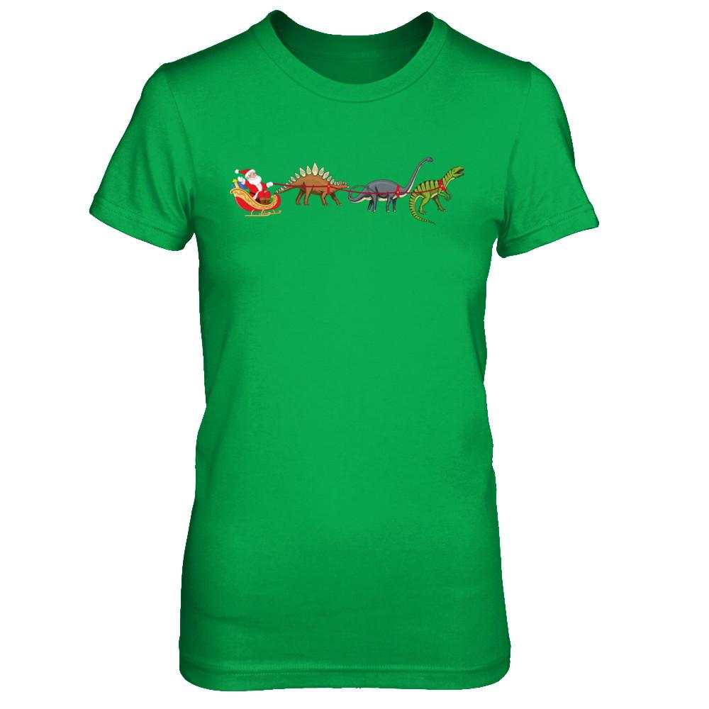 Xmas Cool Santa Sleigh Dinosaur Christmas Gift-T-Shirt & Sweatshirt-Women's T-Shirt-Irish Green