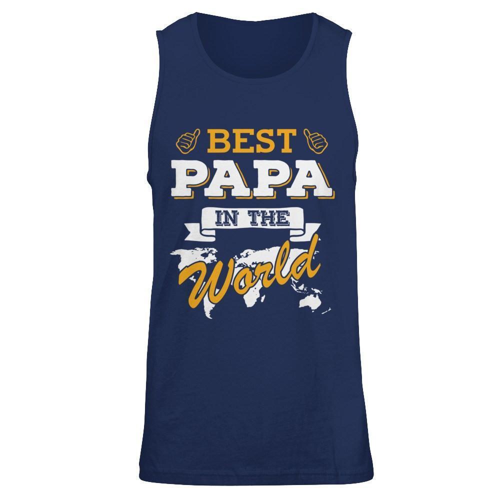 Best Papa In The World-T-Shirt & Hoodie-Unisex Tank-Navy