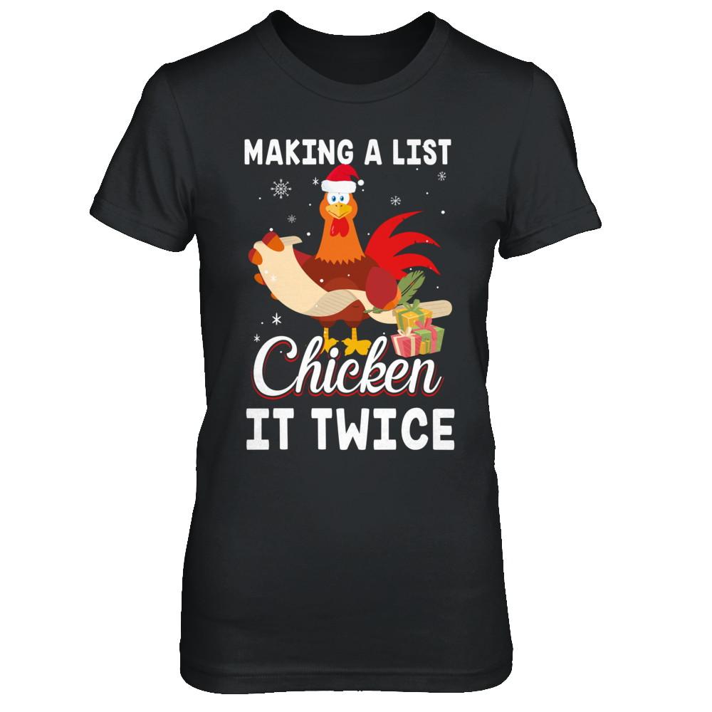 Chicken It Twice Funny Chicken Christmas-T-Shirt & Sweatshirt-Women's T-Shirt-Black