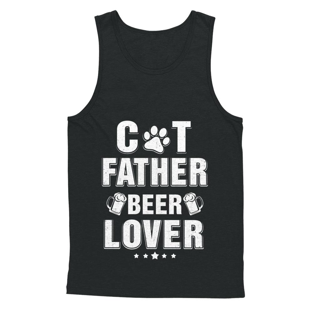 Cat Father Beer Lover Best Cat Dad Fathers Day-T-Shirt & Hoodie-Unisex Tank-Black