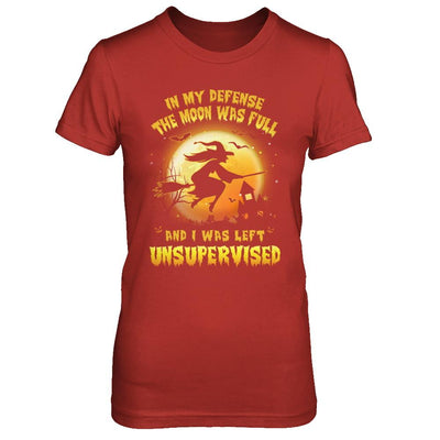 In My Defense The Moon Was Unsupervised Halloween Witch-T-Shirt & Hoodie-Women's T-Shirt-Red