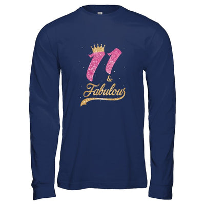 11Th And Fabulous Eleven Birthday-T-Shirt & Tank Top-Long Sleeve T-Shirt-Navy