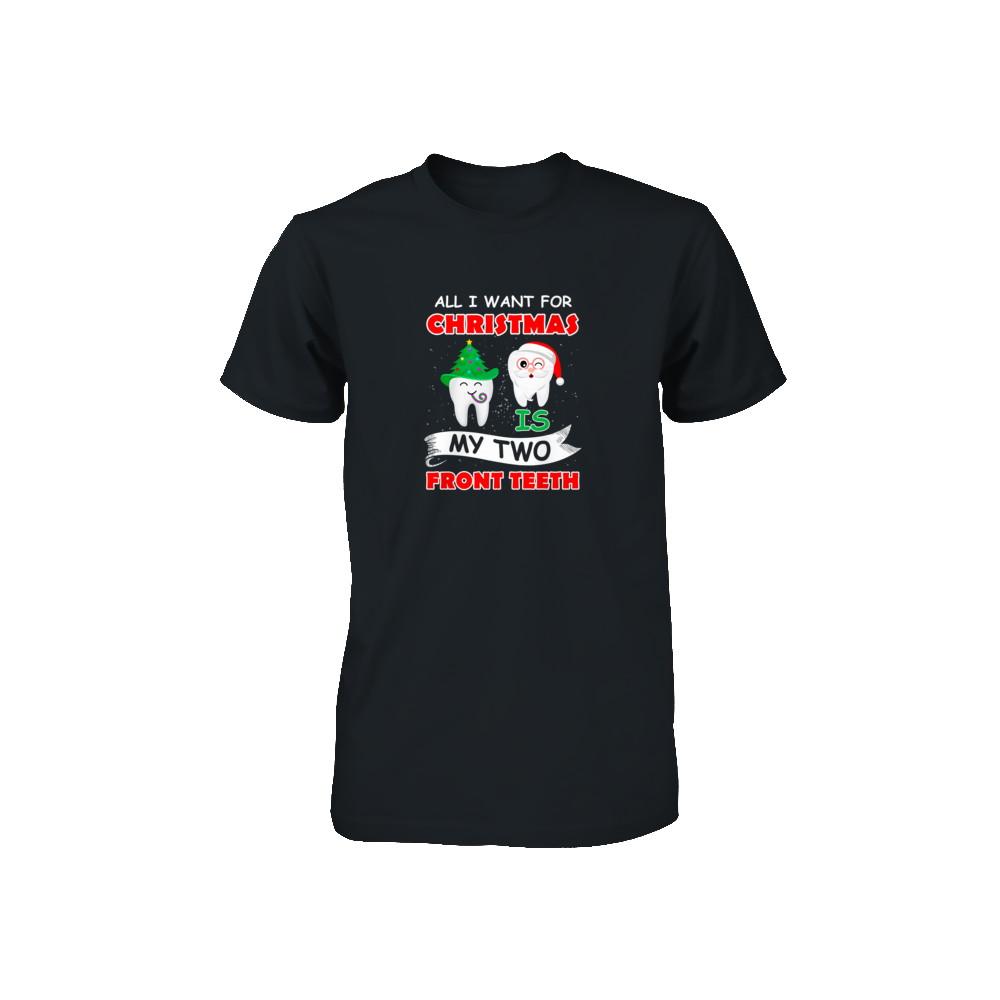 All I Want For Christmas Is My Two Front Teeth Funny Youth-Youth Shirt-Toddler T-Shirt-Black