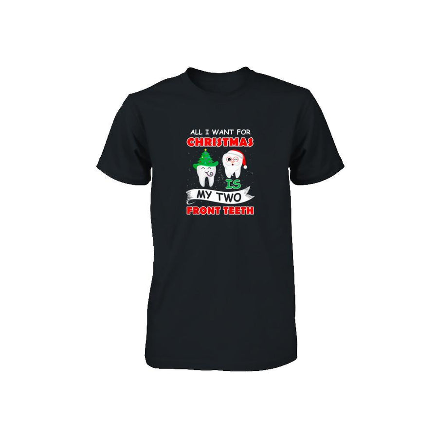 All I Want For Christmas Is My Two Front Teeth Funny Youth-Youth Shirt-Toddler T-Shirt-Black