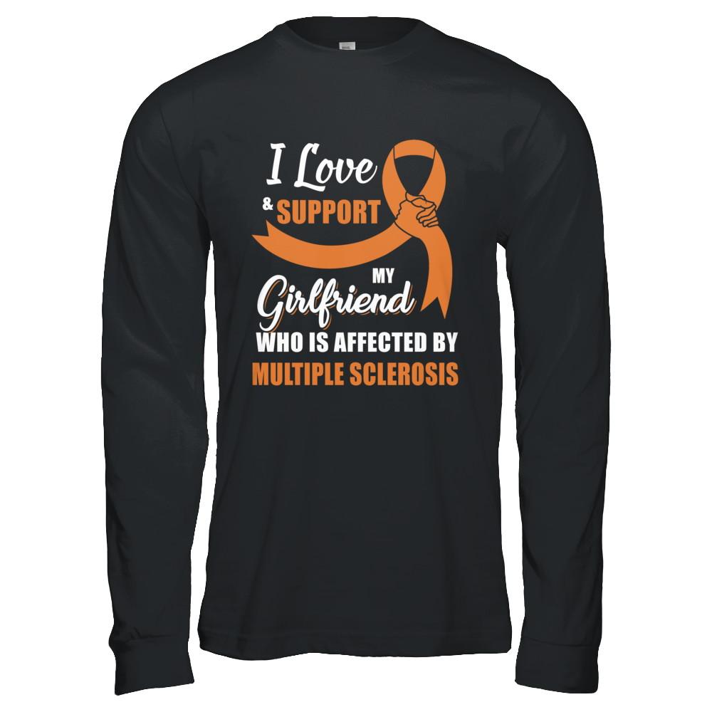Multiple Sclerosis Awareness Support Orange Girlfriend Boyfriend-T-Shirt & Hoodie-Long Sleeve T-Shirt-Black