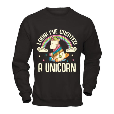 Look I've Created A Unicorn-T-Shirt & Hoodie-Crewneck Sweatshirt-Black