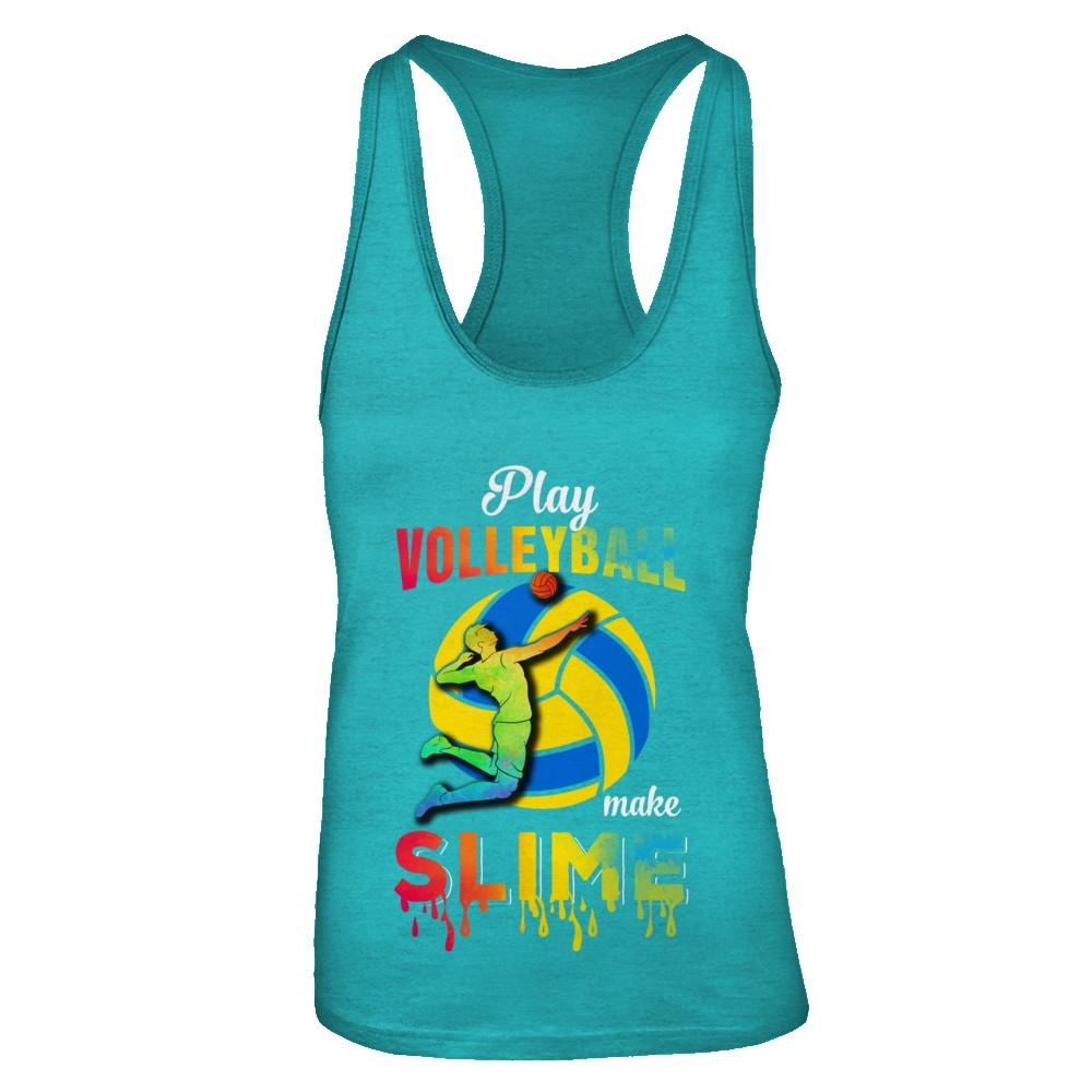 Play Volleyball Make Slime Watercolor For Girl Women-T-Shirt & Tank Top-Women's Ideal Racerback Tank-Tahiti Blue