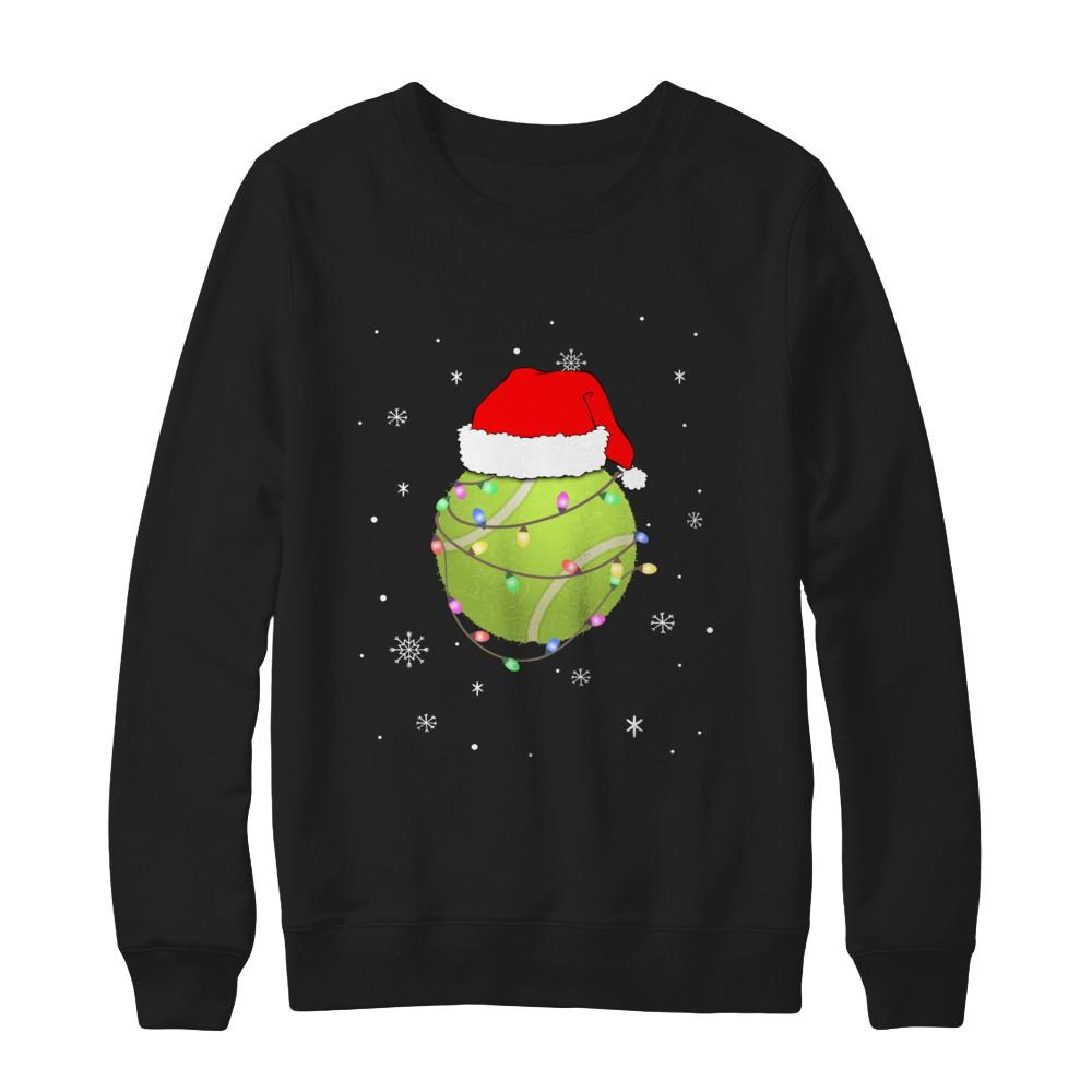 Santa Hat Tennis Christmas Gifts-T-Shirt & Sweatshirt-Crewneck Sweatshirt-Black