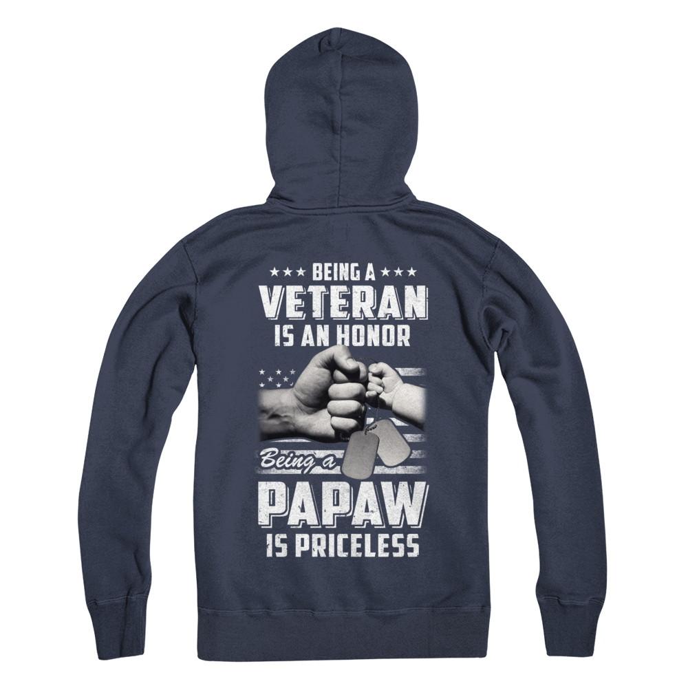 Being A Veteran Is An Honor Being A PaPaw Is Priceless-T-Shirt & Hoodie-Pullover Hoodie-Navy