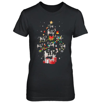 Farmer Cow Christmas Tree Decor Xmas Gift-T-Shirt & Sweatshirt-Women's T-Shirt-Black