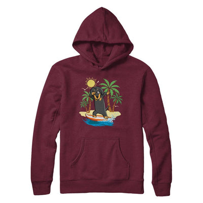 Summer Vacation Dabbing Dachshund Surfing Surfboard Gift-T-Shirt & Hoodie-Pullover Hoodie-Maroon