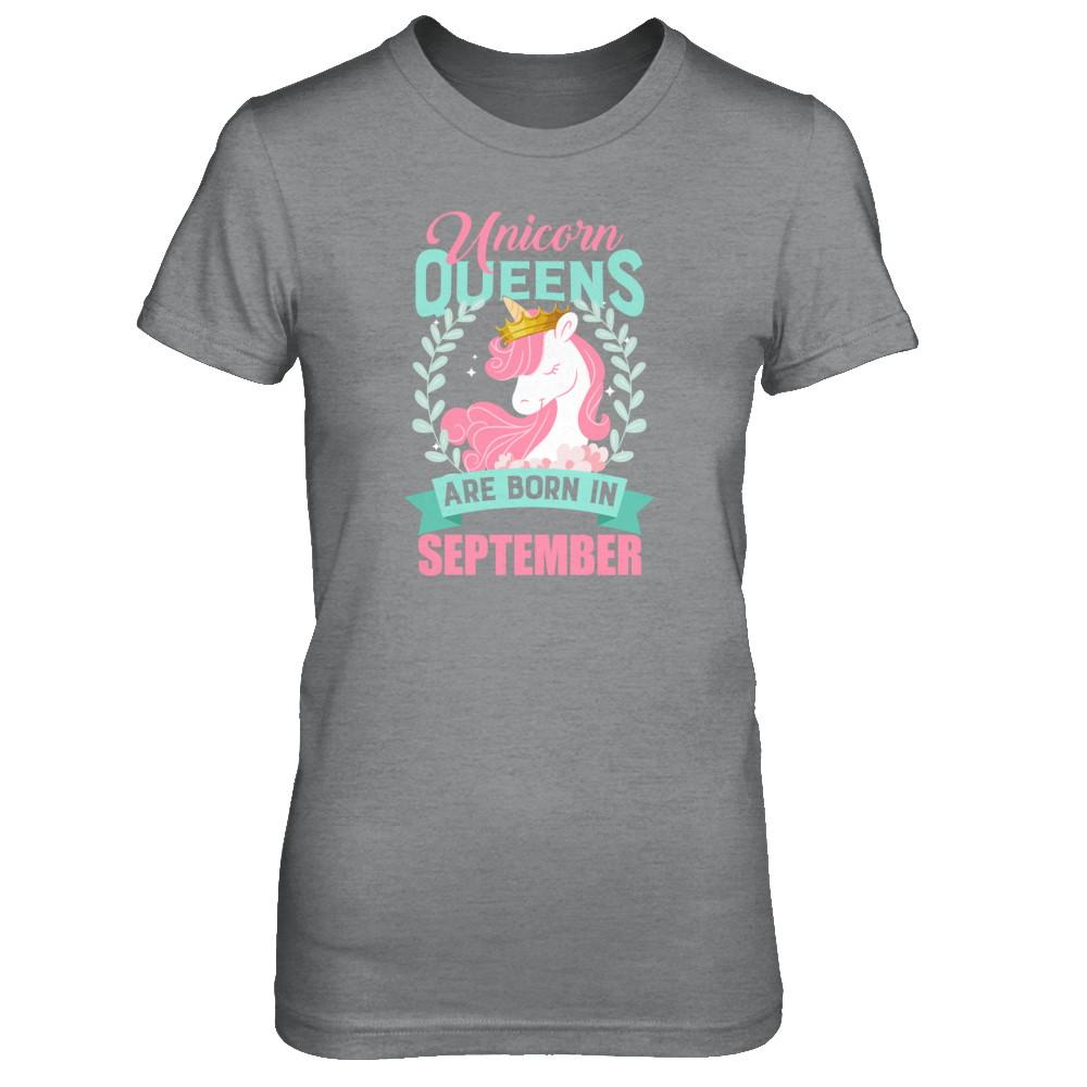 Unicorn Queens Are Born In September Birthday Gift-T-Shirt & Tank Top-Women's T-Shirt-Sport Grey