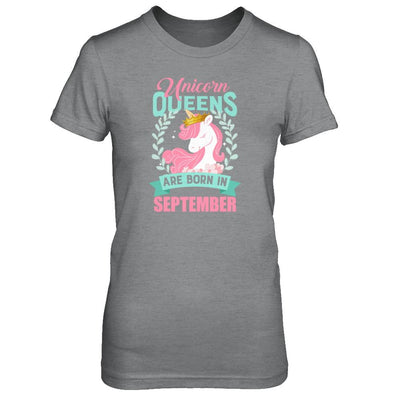Unicorn Queens Are Born In September Birthday Gift-T-Shirt & Tank Top-Women's T-Shirt-Sport Grey