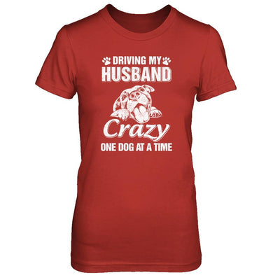 Driving My Husband Crazy One Dog At A Time Car Wife Gift-T-Shirt & Tank Top-Women's T-Shirt-Red
