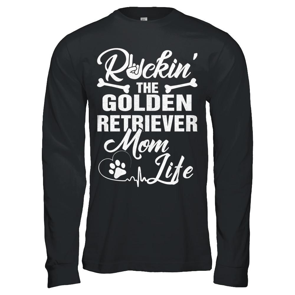 Rockin The Golden Retriever Mom Life Men Style-T-Shirt & Hoodie-Long Sleeve T-Shirt-Black