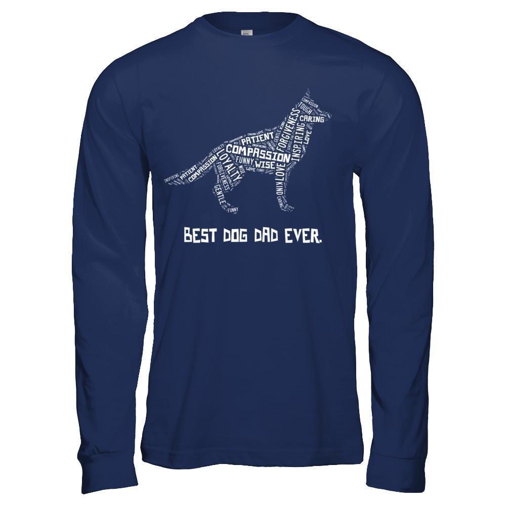 Best Dog Dad Ever German Shepherd Lovers-T-Shirt & Hoodie-Long Sleeve T-Shirt-Navy