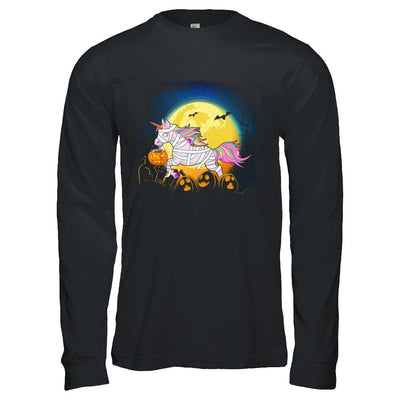 Halloween Pumpkin Unicorn Gift For Kids Girls-T-Shirt & Hoodie-Long Sleeve T-Shirt-Black