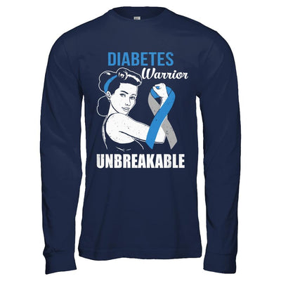 Diabetes Warrior Unbreakable Diabetes Awareness-T-Shirt & Hoodie-Long Sleeve T-Shirt-Navy