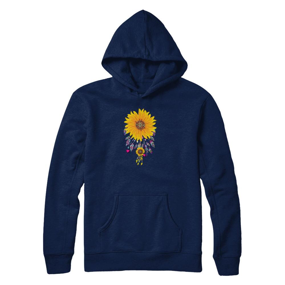 Native Dream Catcher Sunflower-T-Shirt & Tank Top-Pullover Hoodie-Navy