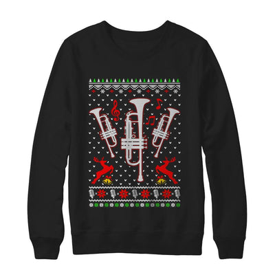 Santa Trumpet Ugly Christmas Sweater Gifts-T-Shirt & Sweatshirt-Crewneck Sweatshirt-Black