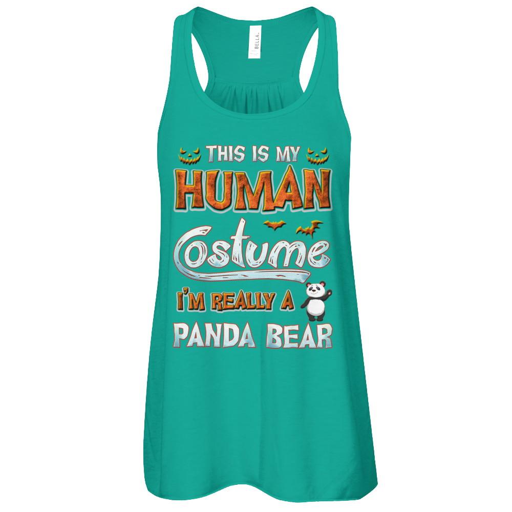 Panda Halloween My Human Costume I'm Really A Panda-T-Shirt & Tank Top-Women's Flowy Racerback Tank-Kelly