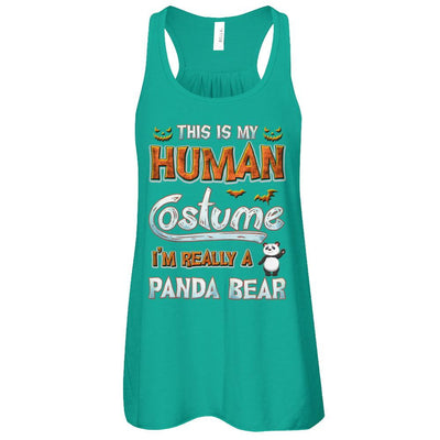 Panda Halloween My Human Costume I'm Really A Panda-T-Shirt & Tank Top-Women's Flowy Racerback Tank-Kelly