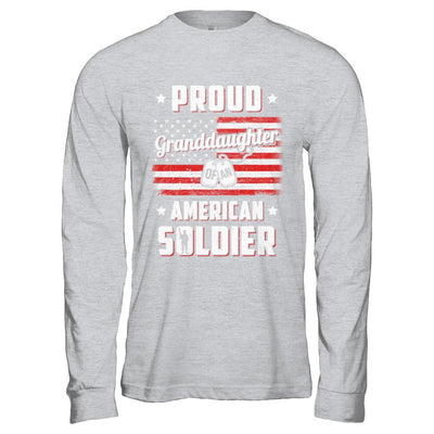 Proud Granddaughter Of A Soldier Army Papa Veteran-T-Shirt & Hoodie-Long Sleeve T-Shirt-Sport Grey