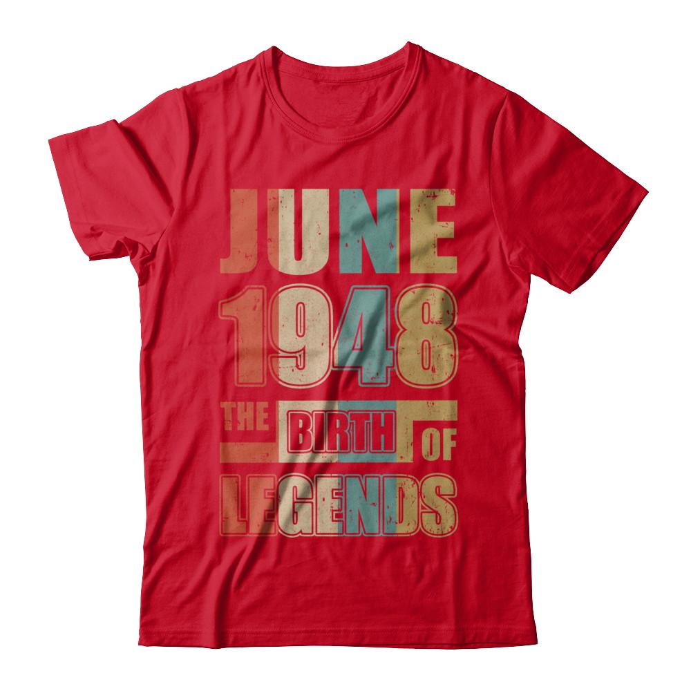 Vintage Retro June 1948 Birth Of Legends 73th Birthday-T-Shirt & Hoodie-Premium T-Shirt-Red