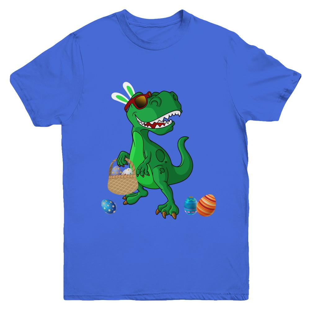 Funny Dabbing Cool Easter Bunny Dinosaur Youth-Youth Shirt-Youth T-Shirt-Royal