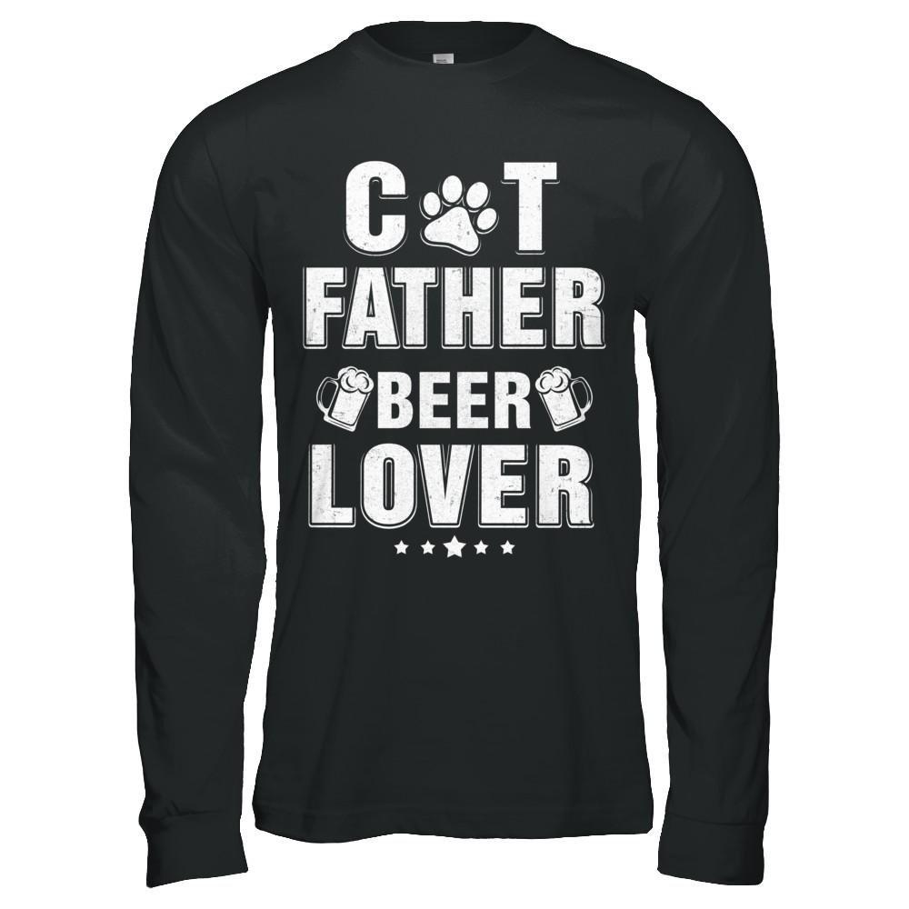 Cat Father Beer Lover Best Cat Dad Fathers Day-T-Shirt & Hoodie-Long Sleeve T-Shirt-Black