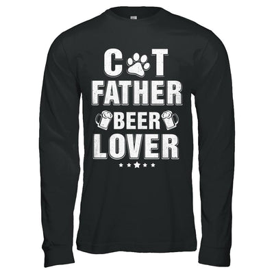 Cat Father Beer Lover Best Cat Dad Fathers Day-T-Shirt & Hoodie-Long Sleeve T-Shirt-Black