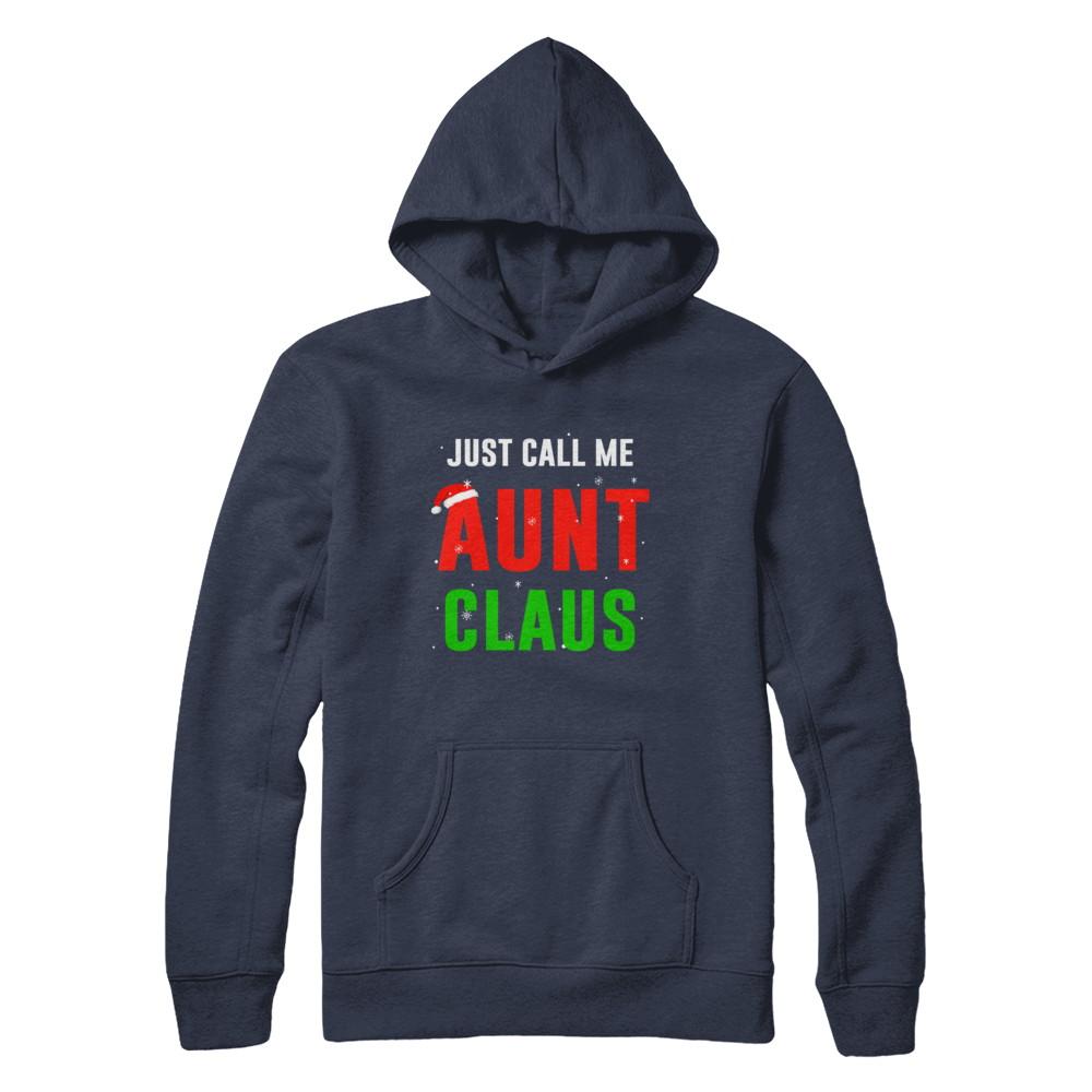 Santa Aunt Claus Matching Family Christmas Pajamas-T-Shirt & Sweatshirt-Pullover Hoodie-Navy