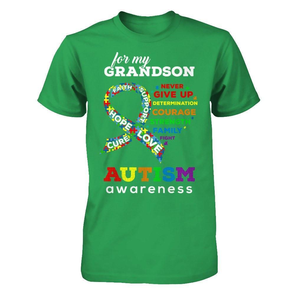 Autism Awareness For My Grandson Love Hope Faith Cure Support-T-Shirt & Hoodie-Premium T-Shirt-Kelly Green