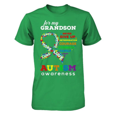Autism Awareness For My Grandson Love Hope Faith Cure Support-T-Shirt & Hoodie-Premium T-Shirt-Kelly Green