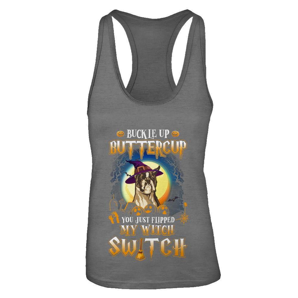 Buckle Up Buttercup Halloween Witch Boxer Costume-T-Shirt & Tank Top-Women's Ideal Racerback Tank-Dark Grey