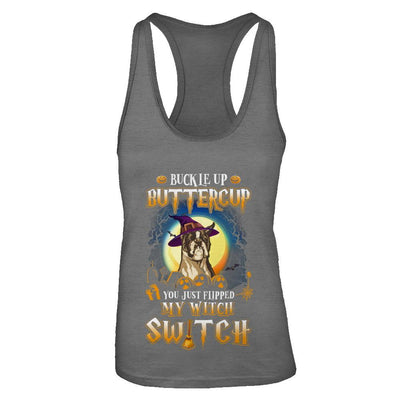 Buckle Up Buttercup Halloween Witch Boxer Costume-T-Shirt & Tank Top-Women's Ideal Racerback Tank-Dark Grey