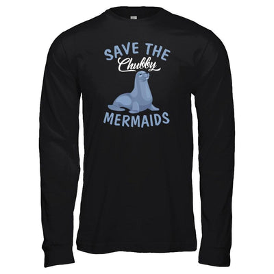 Save The Chubby Mermaids-T-Shirt & Tank Top-Long Sleeve T-Shirt-Black
