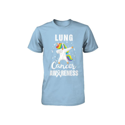 Inspirational Lung Cancer Awareness Unicorn Support Youth-Youth Shirt-Toddler T-Shirt-Light Blue