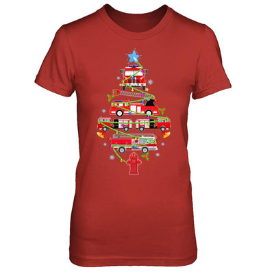 Firefighter Truck Christmas Tree Ornament Decor Gift-T-Shirt & Sweatshirt-Women's T-Shirt-Red
