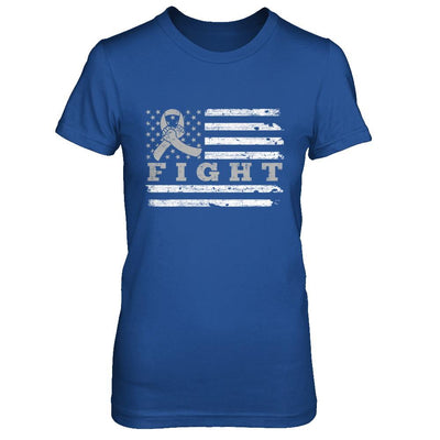 Fight Gray Ribbon US Flag Brain Cancer Awareness-T-Shirt & Hoodie-Women's T-Shirt-Royal