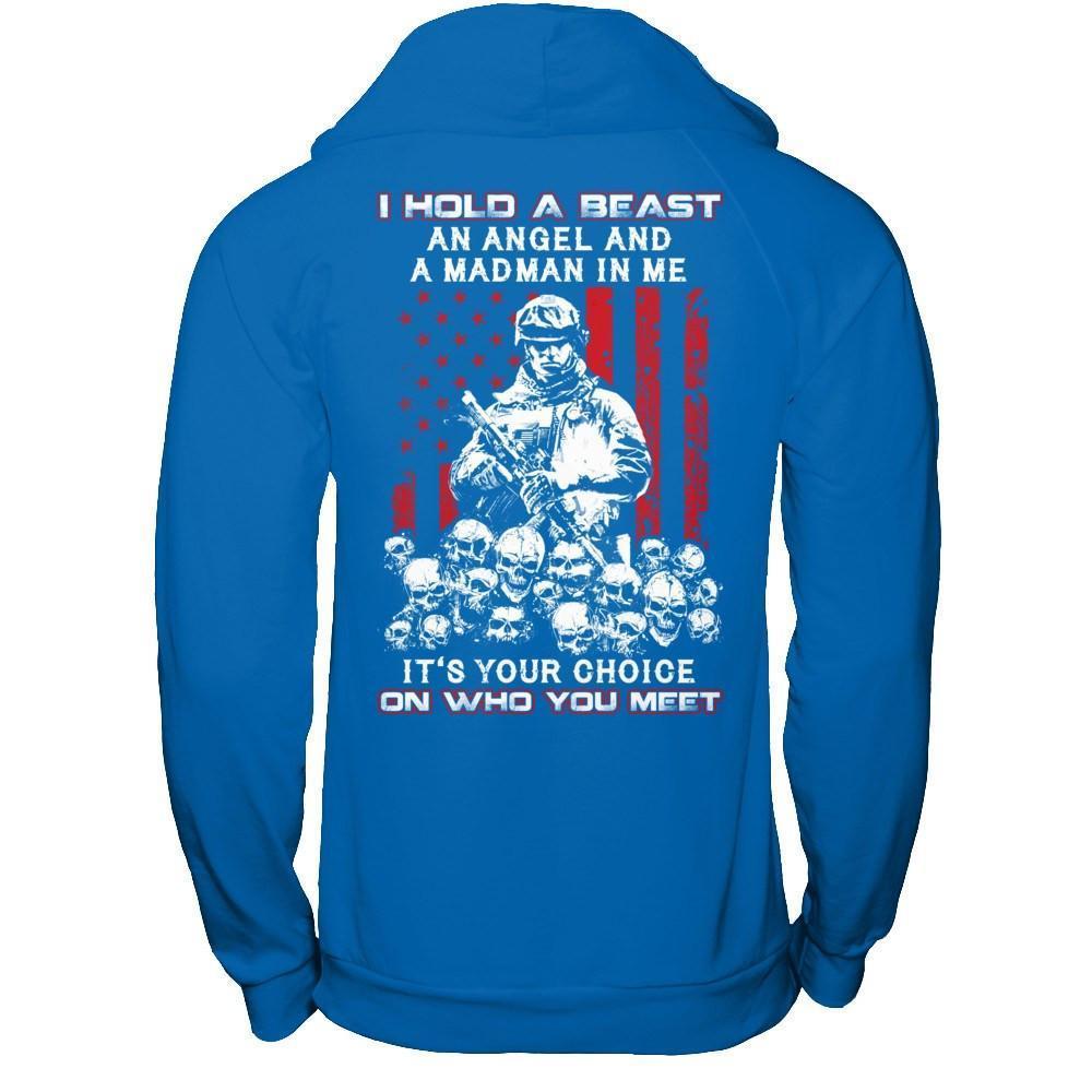 Veteran I Hold A Beast An Angel And A Madman In Me-T-Shirt & Hoodie-Pullover Hoodie-Royal