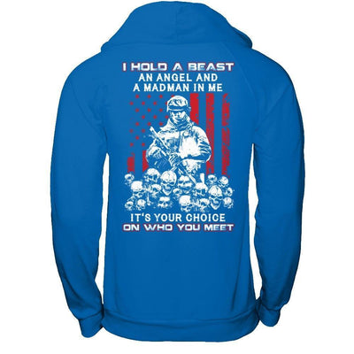 Veteran I Hold A Beast An Angel And A Madman In Me-T-Shirt & Hoodie-Pullover Hoodie-Royal