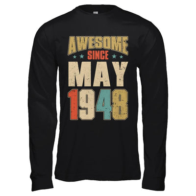 Vintage Retro Awesome Since May 1948 73th Birthday-T-Shirt & Hoodie-Long Sleeve T-Shirt-Black