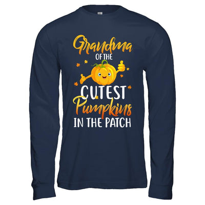 Halloween Grandma Of Cutest Pumpkins In The Patch-T-Shirt & Hoodie-Long Sleeve T-Shirt-Navy