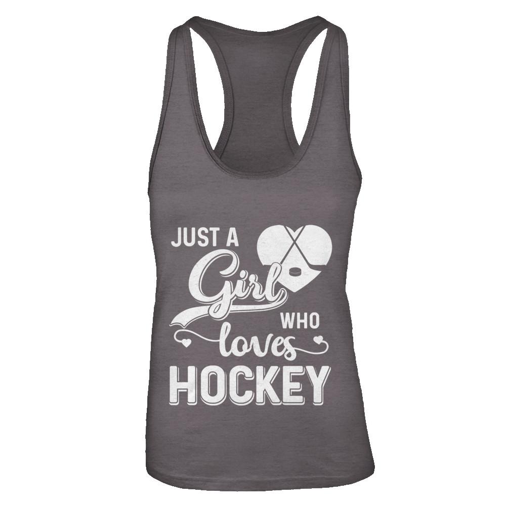 Just A Girl Who Loves Hockey-T-Shirt & Tank Top-Women's Ideal Racerback Tank-Dark Grey