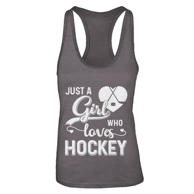 Just A Girl Who Loves Hockey-T-Shirt & Tank Top-Women's Ideal Racerback Tank-Dark Grey