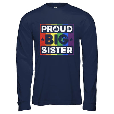 Proud Sister Brother Gay Lesbian Pride Month LGBT-T-Shirt & Hoodie-Long Sleeve T-Shirt-Navy