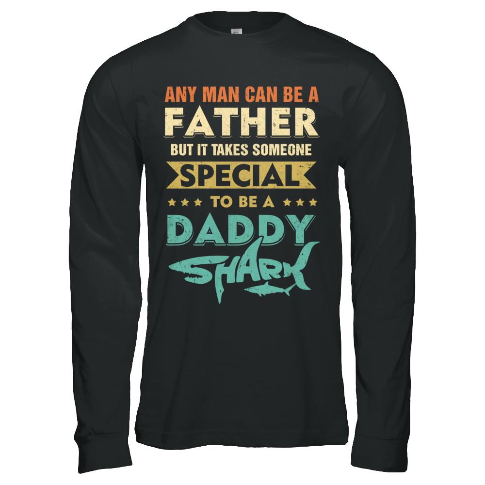 Vintage Someone Special To Be A Daddy Shark Fathers Day-T-Shirt & Hoodie-Long Sleeve T-Shirt-Black